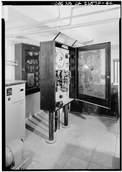 File:SECOND FLOOR INTERIOR, CONTROL PANEL - Death Valley Ranch, Chimes Tower, Death Valley Junction, Inyo County, CA HABS CAL,14-DVNM,1-F-44.tif