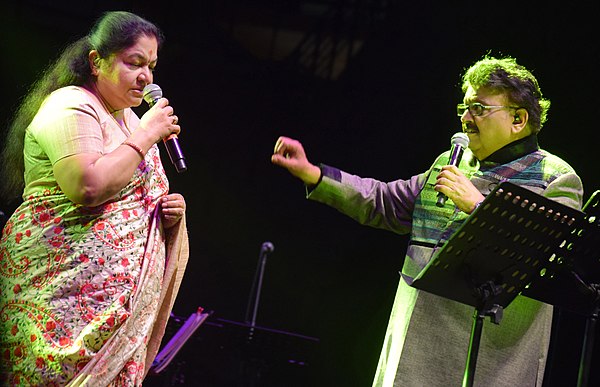 S. P. Balasubrahmanyam and K. S. Chitra performing at Celebrating 50 years of musical journey of S. P. Balasubrahmanyam on 9 December 2016 at Duty Fre