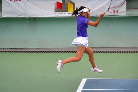 Sachie Ishizu flying at Hong Kong tennis tournament (8843508762).jpg