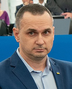 Sakharov Prize 2018 laureate Oleg Sentsov receives his award (49127359156) cropped.jpg