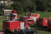 Scheunenbrand in Petersberg im September 2016, Feiuerwehreinsatz mehrerer Wehren inklusie der Feuerwehr Fulda und des Katastrophenschutzzuges.