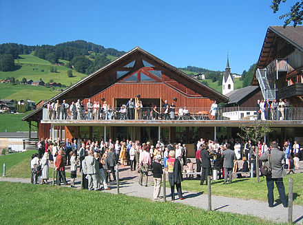 The Schubertiade is a classical music festival in Schwarzenberg, picture: audience at the Angelika-Kaufmann-hall in 2004
