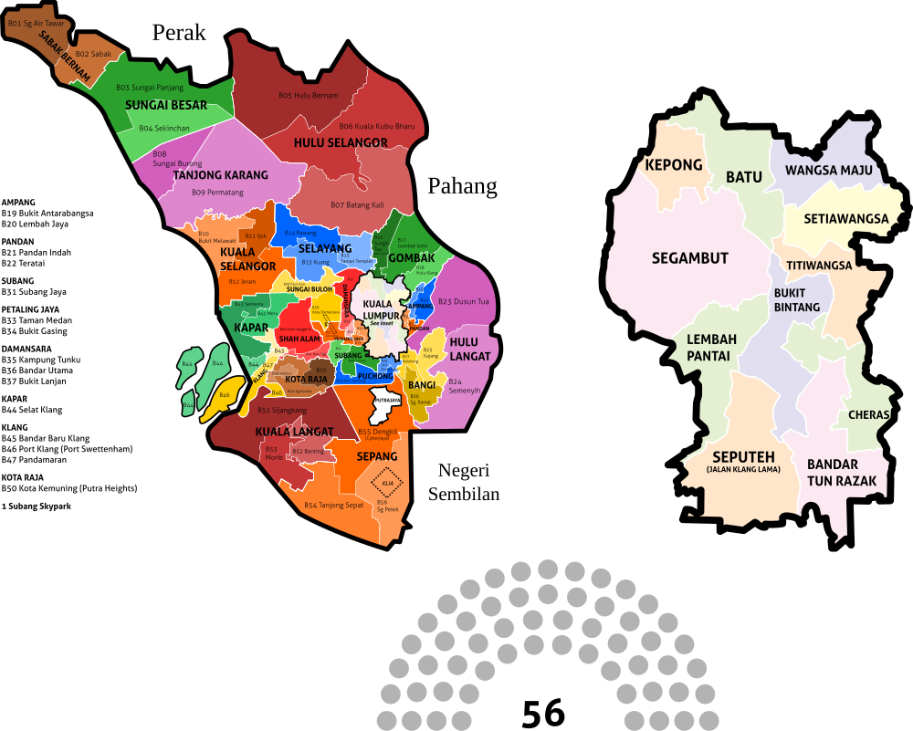 Map of the constituencies in Selangor