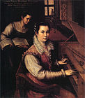 Lavinia Fontana, Self-portrait at the Clavichord with a Servant, 1577. She was born in Bologna, the daughter of Prospero Fontana, who was a painter of the School of Bologna.
