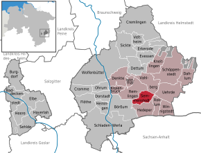 Poziția Semmenstedt pe harta districtului Wolfenbüttel