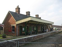 Main building at Shillingstone Station being refurbished in Southern Railway colours, October 2007 Shillingstone station October 2007.jpg