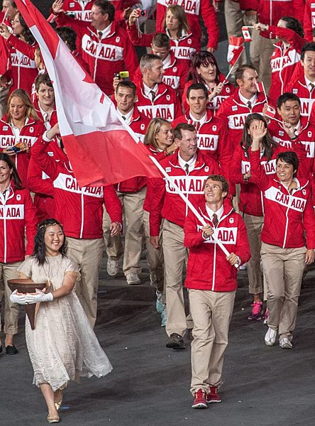 Whitfield as flag bearer at the 2012 Olympic Opening Ceremonies