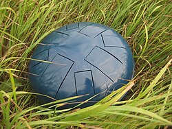 Steel tongue drum laying on the grass.jpg