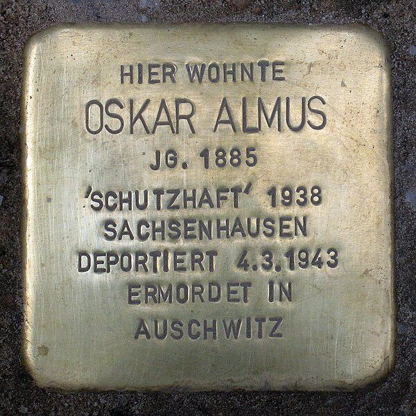 File:Stolperstein.Moabit.Dortmunder Straße 13.Oskar Almus.0417.jpg