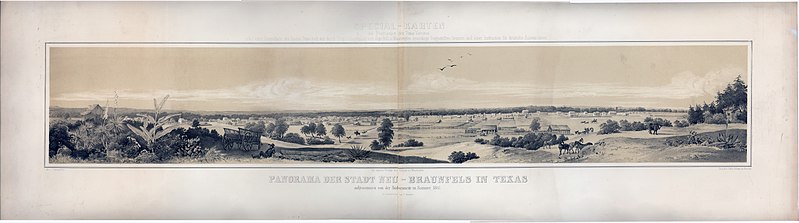 File:Tempeltey Panorama der Stadt Neu-Braunfels in Texas 1851 UTA.jpg