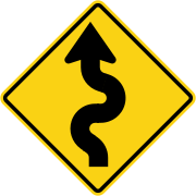 Winding road, first bend to left