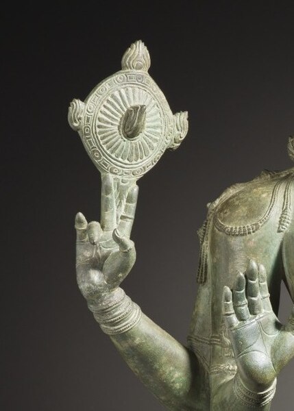 Chakra in a 13th-century-CE metal Vishnu icon