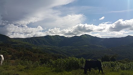 Mountain ranges, lush green vegetation, angry clouds and fear inspiring valleys of the Mambilla plateau, Mai Samari Axis, Taraba state, Nigeria.