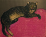 Litografia em cores "Inverno, gato de inverno em uma almofada" de Théophile-Alexandre Steinlen, 1909