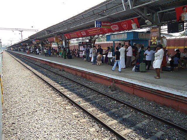 Passengers waiting for the train at the platform No 2 at the Thrissur railway station
