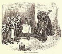 תיאור של השפחה האינדאנית טיטובה מכשפת ילדות לבנות, איור משנת 1878