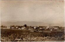 Tooele Valley Railway through Tooele's New Town neighborhood Tooele New Town, Early 1900's Postcard.tif