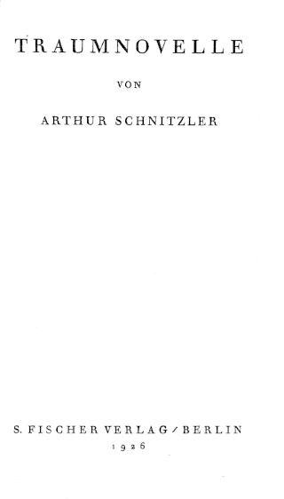 <i>Dream Story</i> 1926 novella by Arthur Schnitzler