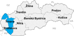 Regionens läge i Slovakien.