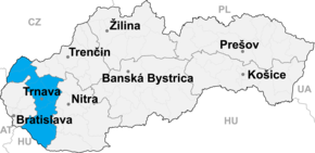 Трнавський край на мапі Словаччини