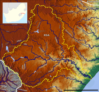 The Ingagane in the Tugela catchment area (top center)