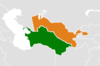 Location map for Turkmenistan and Uzbekistan.