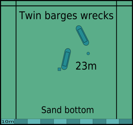 Detail of the Twin Barges at Ark Rock in Simon's Bay