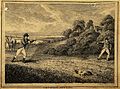 Two men catching partridges by netting the ground and lettin Wellcome V0021936.jpg