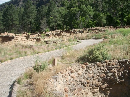 Remnants of Tyuonyi Pueblo in Frijoles Canyon