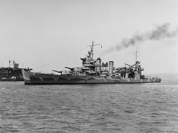 USS Quincy (CA-39) in New York harbour on 23 May 1942