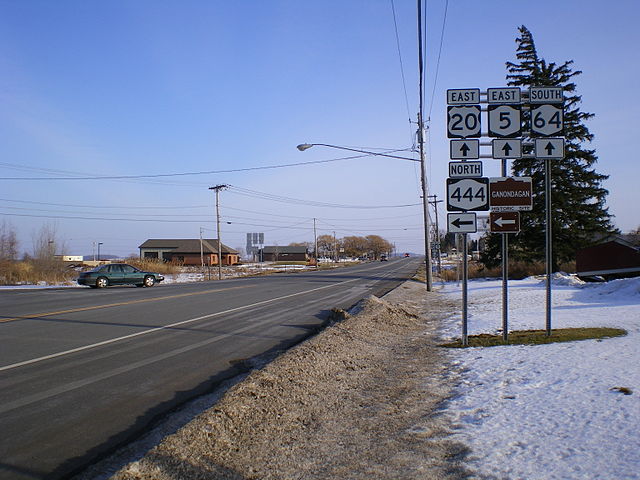 US 20 eastbound at NY 444 near Bloomfield
