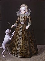 Prince Ulrik of Denmark, 1615. The hair (and active dog) show the gender.