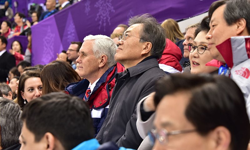 File:Vice President Mike Pence Watches Short Track Speedskating with President Moon DSC 7859.jpg