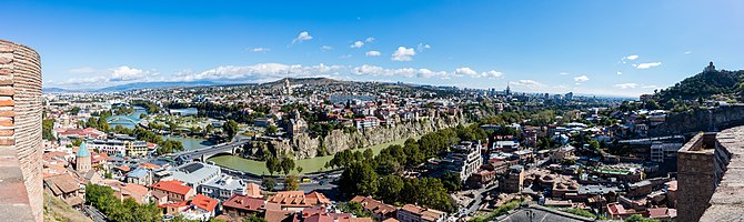 Panoramic view of the city of Tbilisi, capital of Georgia from Narikala.