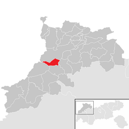 Kommunens läge i distriktet Reutte