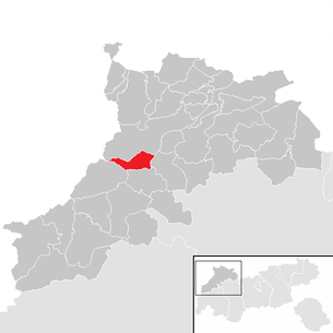 Location of the community of Vorderhornbach in the Reutte district (clickable map)