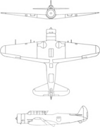 3-view line drawing of the Vultee V-11.