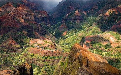 Waimea Canyon, also known as the Grand Canyon of the Pacific, located on the western side of the island of Kauaʻi