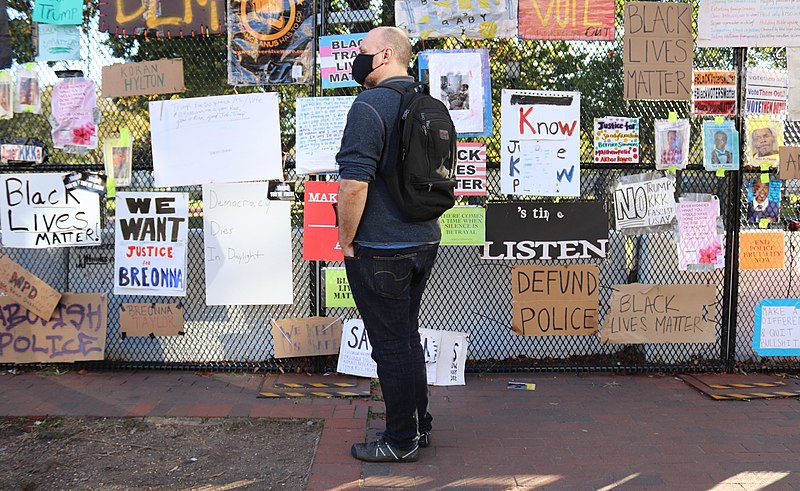 File:Wednesday afternoon, 4 November 2020 BLACK LIVES MATTER STREET ART on Wrought Iron Gates @ Lafayette Park - Washington DC IMG 6571a (50574745787).jpg