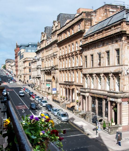 West George Street on Blythswood Hill, Glasgow city centre, viewing west