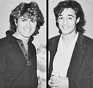 Wham! (pictured) had four songs on the Year-End Hot 100, including the year's biggest hit, Careless Whisper. Wham! circa 1984-1985 (cropped).jpg