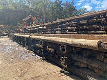 Work being done to repair the 135-year-old Loudoun Weir at Irvinebank, August 2021 Work being done to repair the 135-year-old Loudoun Weir at Irvinebank, August 2021.jpg