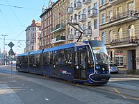 Wroclaw Jednosci Narodowej Street 2022 P01 Moderus Beta MF 24 AC Tram line 23.jpg
