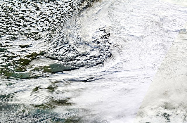 Xaver making landfall over Norway and Denmark on 5 December 2013.