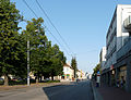 Čeština: Pohled Pekárenskou ulicí ve městě České Budějovice. English: Pekárenská Street in the town of České Budějovice, South Bohemian Region, Czech Republic.