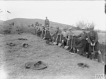 10th (Service) Battalion, Black Watch entrenching in the hills between the villages of Aivatli and Laina above the port of Salonika, Greece, December 1915 10th Battalion The Black Watch.jpg