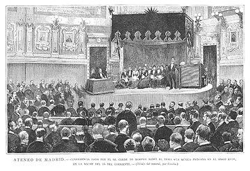 Conferencia del conde de Morphy en el Ateneo de Madrid. La Ilustración Española y Americana (1887).