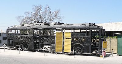 Coastal Road massacre - The charred remains of the hijacked Egged coach, at the Egged museum in Holon. 1978-bus-attack01.jpg