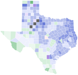2020 Texas Democratic Presidential Primary election by county.svg
