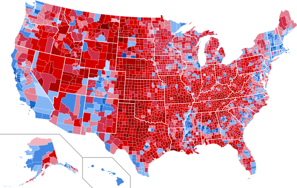 Mapa dos resultados por condados